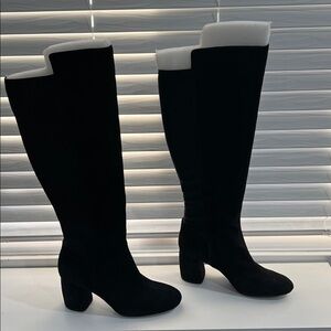 Black Knee-High Boots  with elastic back